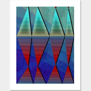 Geometric platforms floating in the blue sky Posters and Art